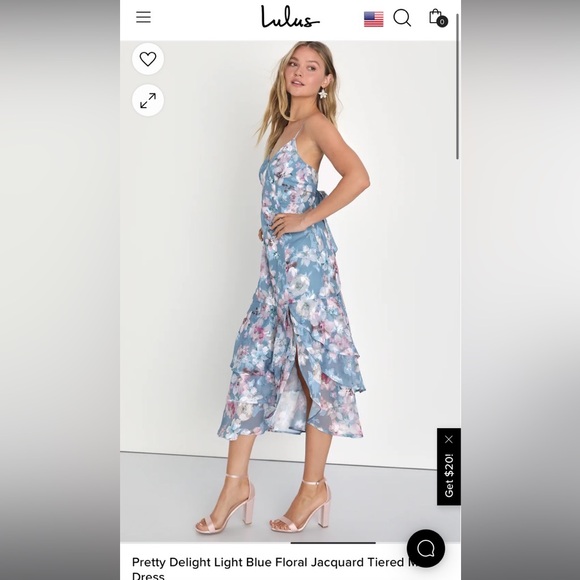 Lulu’s NWT blue floral midi dress, size Large - Picture 3 of 8